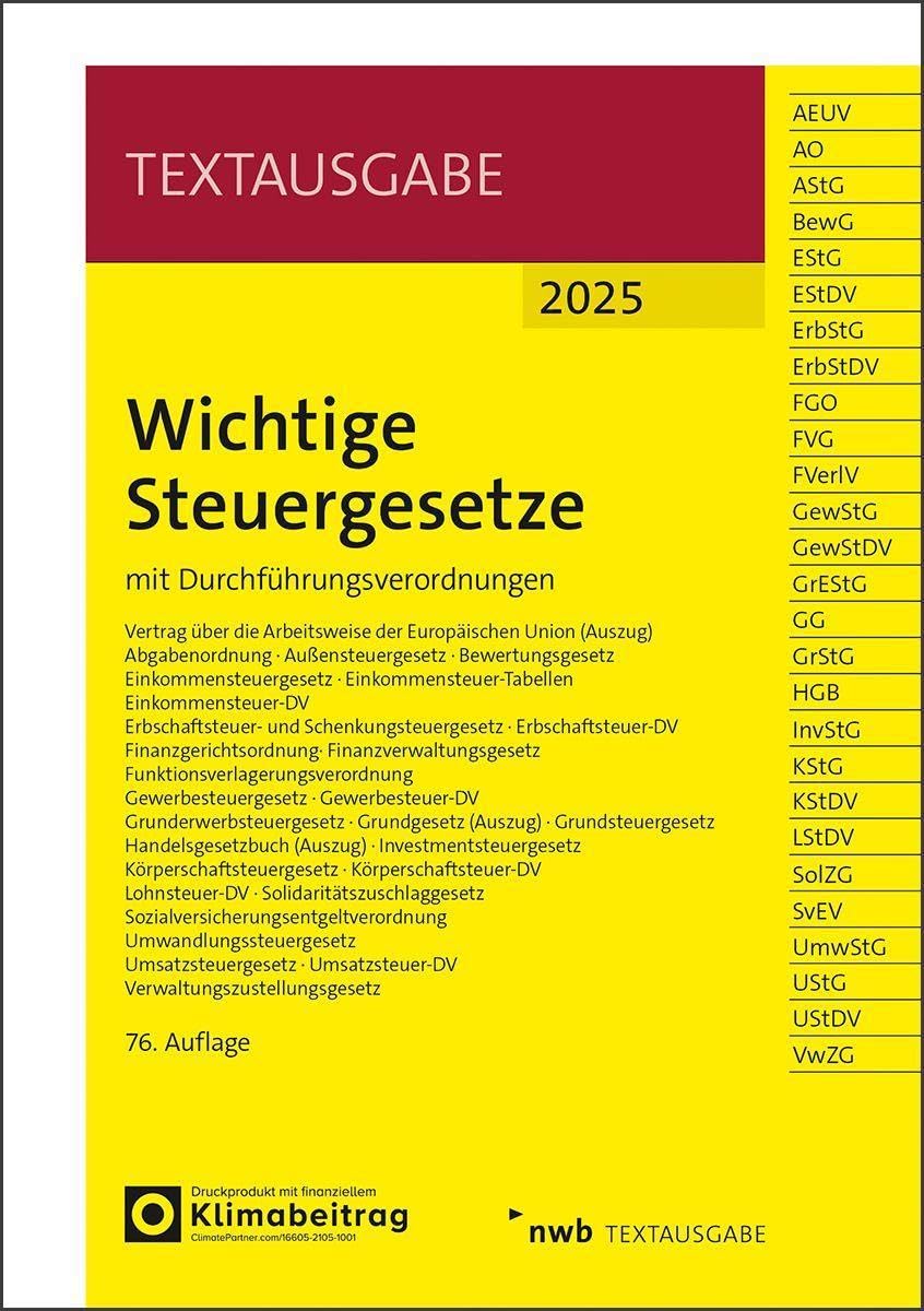 Wichtige Steuergesetze 2025